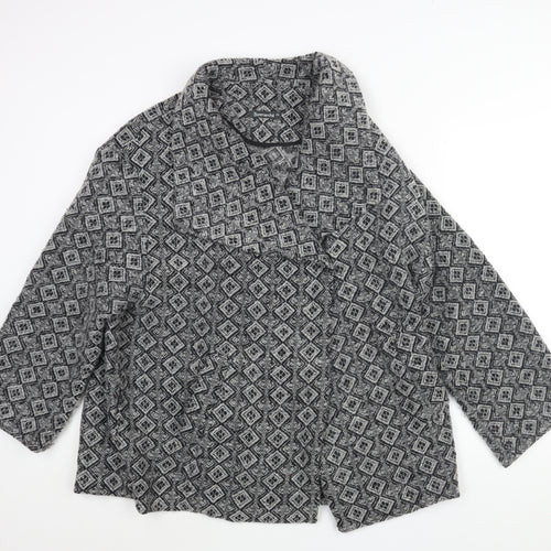 Bonmarché Womens Grey Geometric Overcoat Coat Size 22 Snap