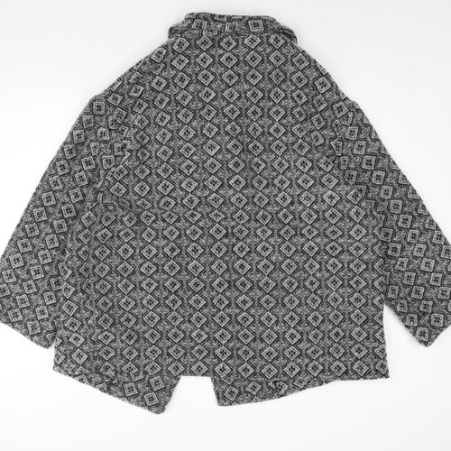 Bonmarché Womens Grey Geometric Overcoat Coat Size 22 Snap