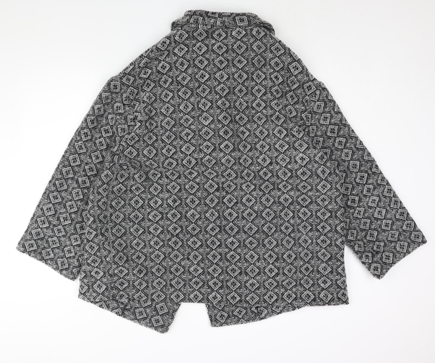 Bonmarché Womens Grey Geometric Overcoat Coat Size 22 Snap