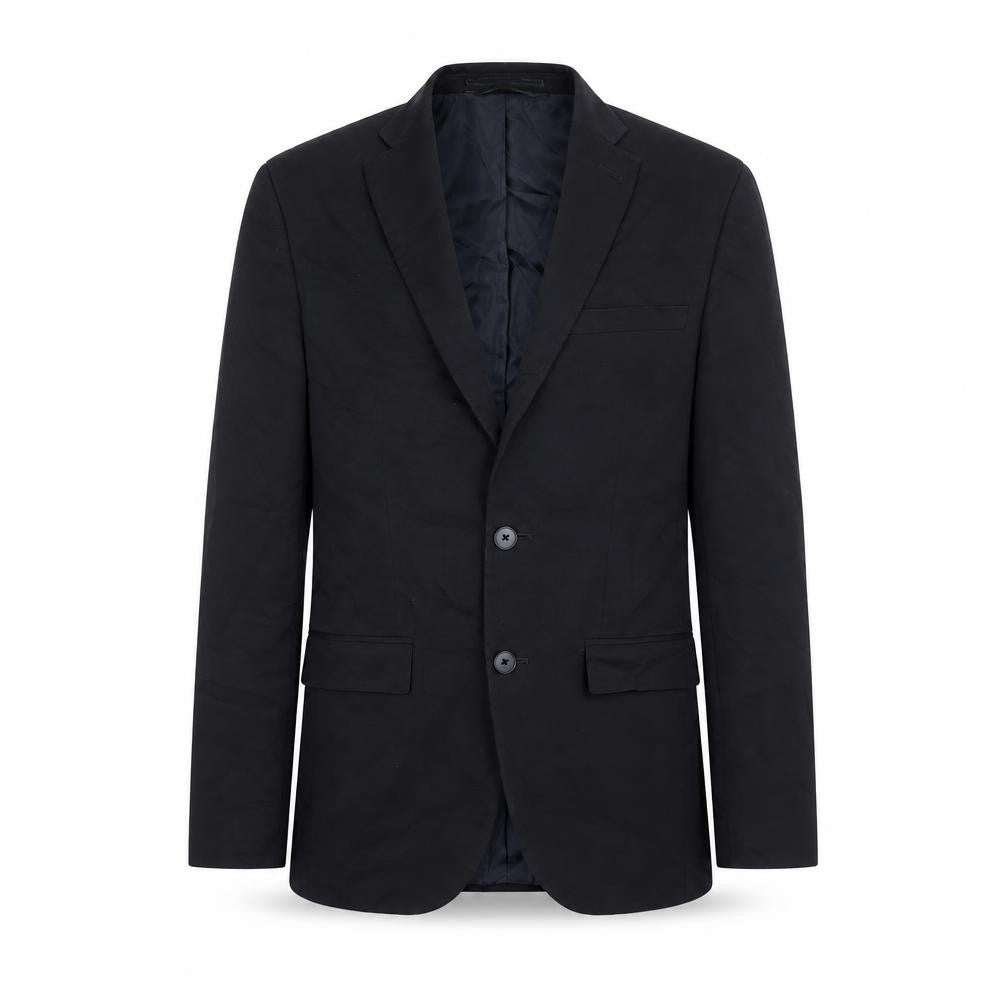 Front view of Marks & Spencer men’s blue polyester jacket suit jacket, size 36, regular