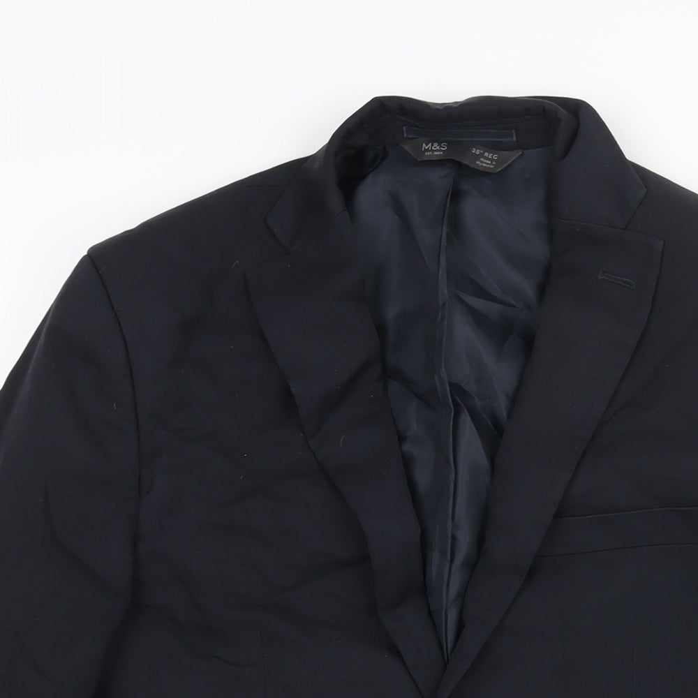 Marks and Spencer Mens Blue Polyester Jacket Suit Jacket Size 36 Regular
