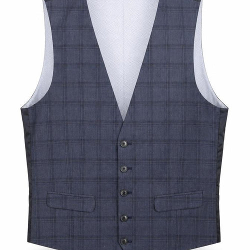 Burton Mens Blue Check Polyester Jacket Suit Waistcoat Size M Regular - Chest 38-40