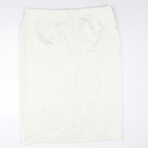 Marks and Womens Ivory Polyester Straight & Pencil Skirt Size 24 Zip - Wrap Style