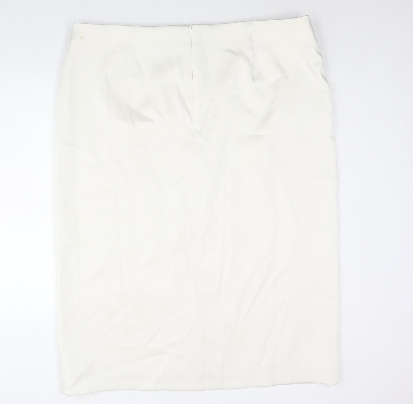 Marks and Womens Ivory Polyester Straight & Pencil Skirt Size 24 Zip - Wrap Style