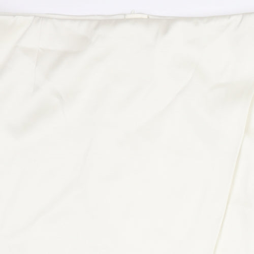 Marks and Womens Ivory Polyester Straight & Pencil Skirt Size 24 Zip - Wrap Style