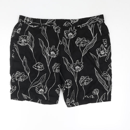 Autograph Mens Black Floral Polyester Chino Shorts Size 40 in L7 in Regular Zip