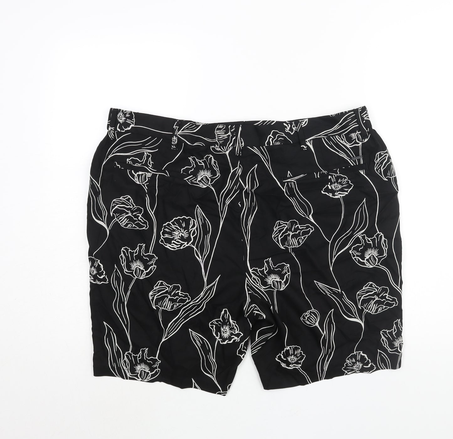Autograph Mens Black Floral Polyester Chino Shorts Size 40 in L7 in Regular Zip