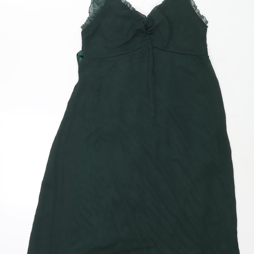 Kookai Womens Green Polyester Shift Size 10 V-Neck Zip - Belted Lace Trim