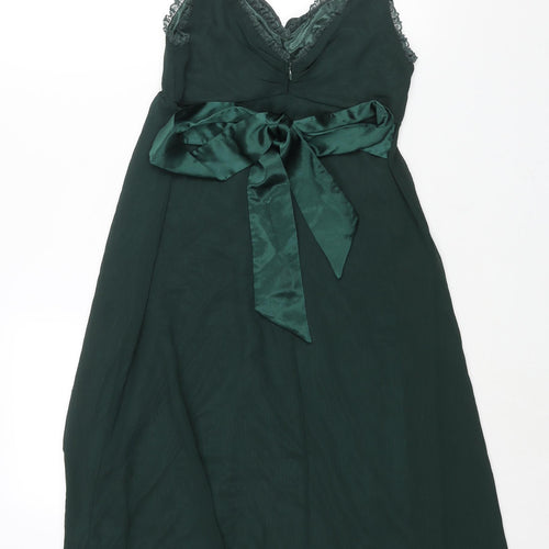 Kookai Womens Green Polyester Shift Size 10 V-Neck Zip - Belted Lace Trim