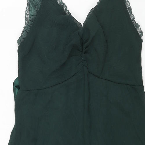 Kookai Womens Green Polyester Shift Size 10 V-Neck Zip - Belted Lace Trim
