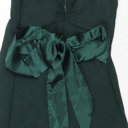 Kookai Womens Green Polyester Shift Size 10 V-Neck Zip - Belted Lace Trim