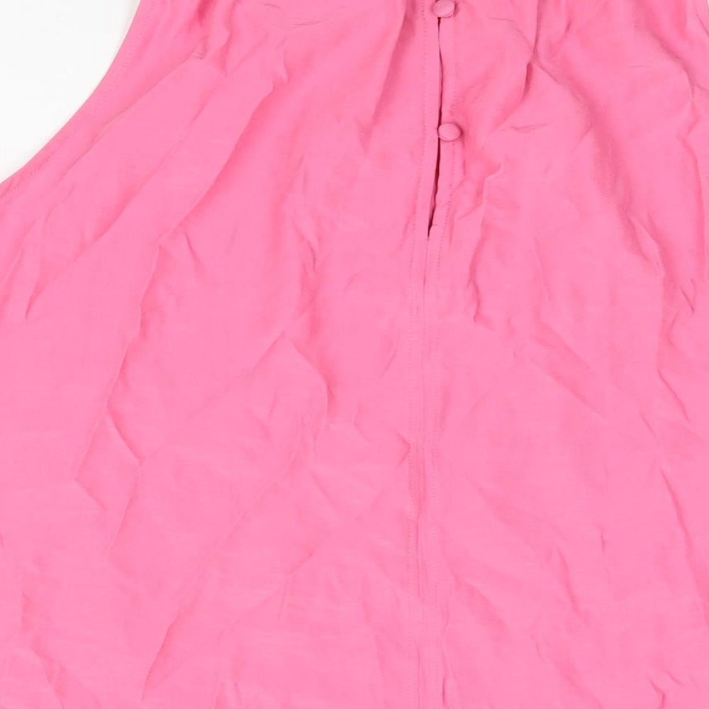 Marks and Spencer Womens Pink Polyester Camisole Blouse Size 16 Round Neck - Frill