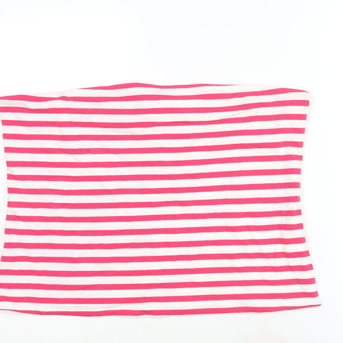 Marks and Spencer Womens Pink Striped Cotton Basic Blouse Size XL Square Neck - Bandeau