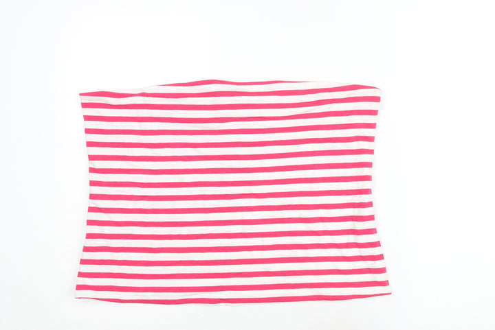 Marks and Spencer Womens Pink Striped Cotton Basic Blouse Size XL Square Neck - Bandeau