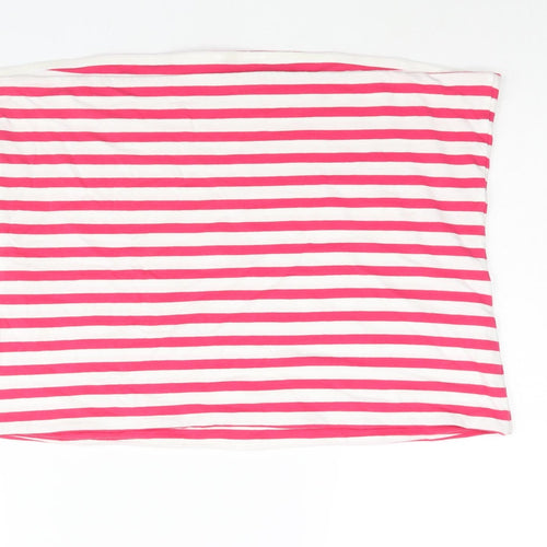 Marks and Spencer Womens Pink Striped Cotton Basic Blouse Size XL Square Neck - Bandeau