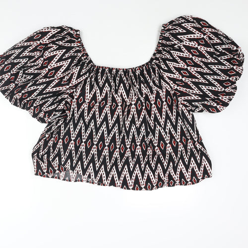 Marks and Spencer Womens Multicoloured Geometric Polyester Basic Blouse Size 20 Round Neck - Rouched