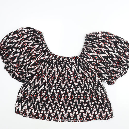 Marks and Spencer Womens Multicoloured Geometric Polyester Basic Blouse Size 20 Round Neck - Rouched