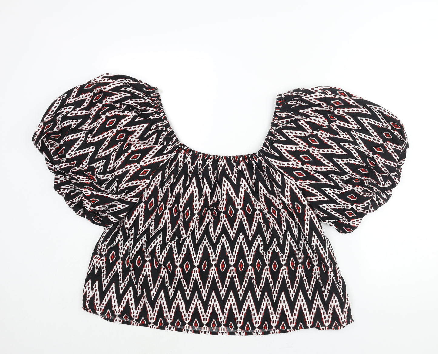 Marks and Spencer Womens Multicoloured Geometric Polyester Basic Blouse Size 20 Round Neck - Rouched
