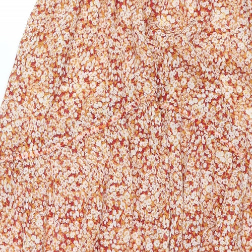 snidel Womens Multicoloured Floral Polyester Peasant Skirt Size 24 in - Drawstring Detail Semi Sheer Elastic Waist