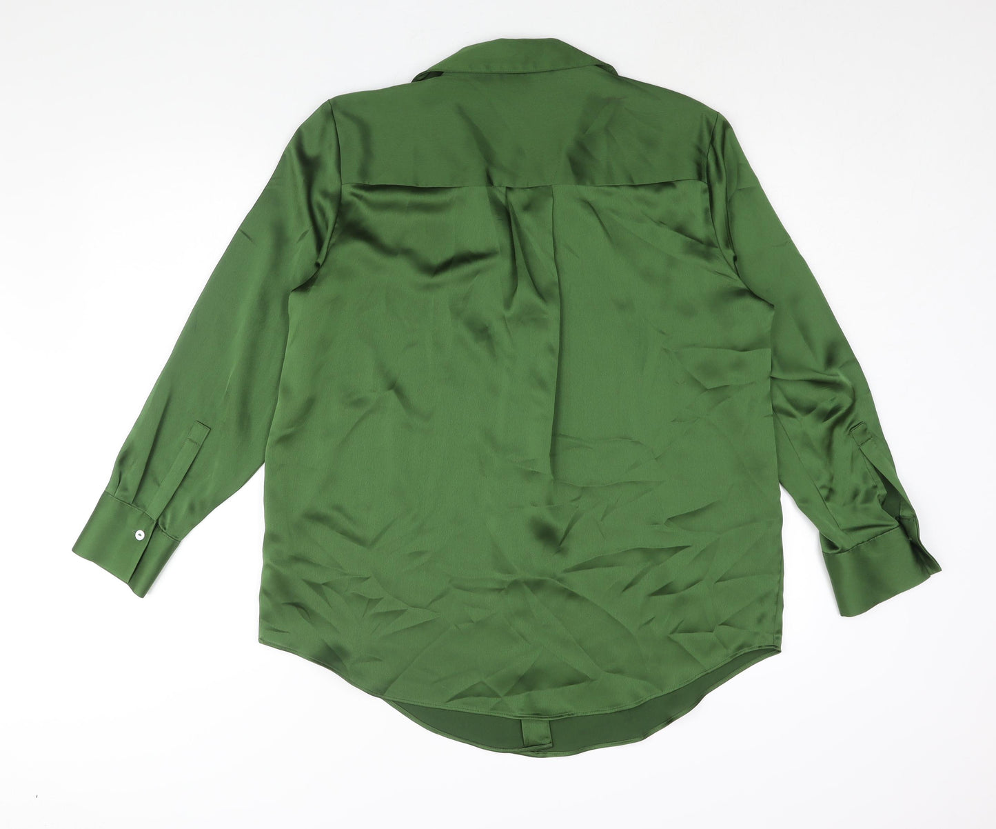 Marks and Spencer Womens Green Polyester Basic Button-Up Size 14 Collared