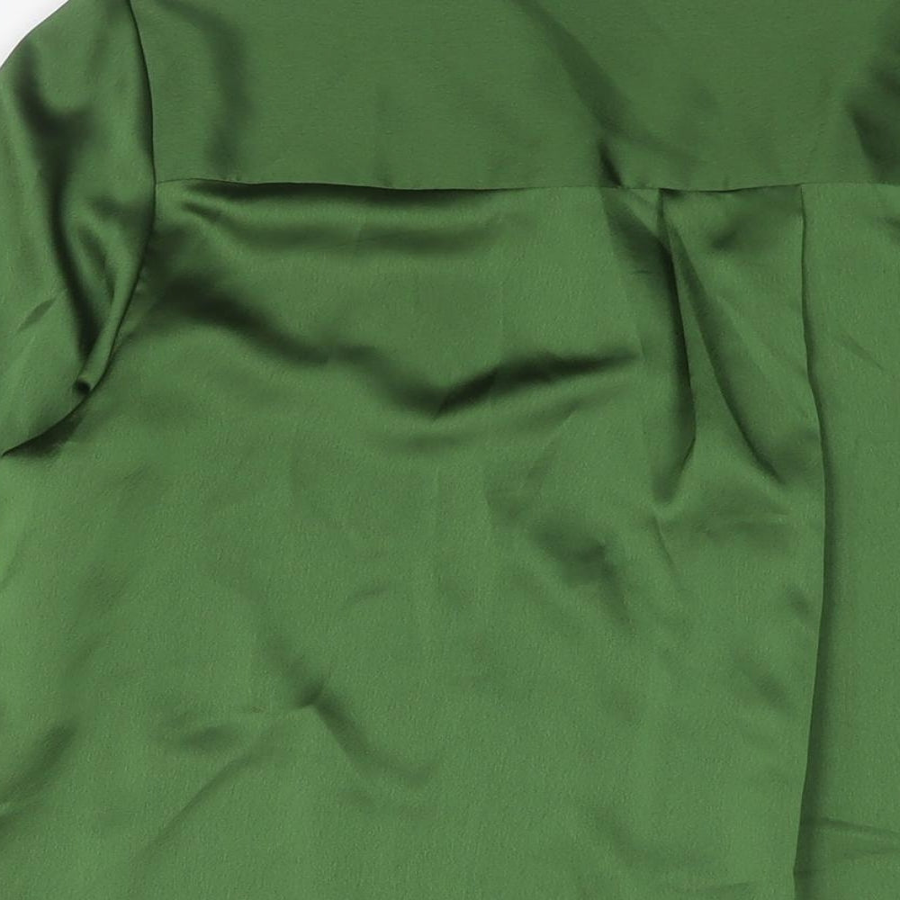 Marks and Spencer Womens Green Polyester Basic Button-Up Size 14 Collared