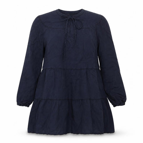Marks and Spencer Womens Blue Lyocell A-Line Size 12 V-Neck Tie - Smocked