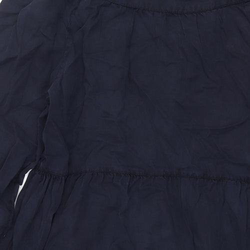 Marks and Spencer Womens Blue Lyocell A-Line Size 12 V-Neck Tie - Smocked