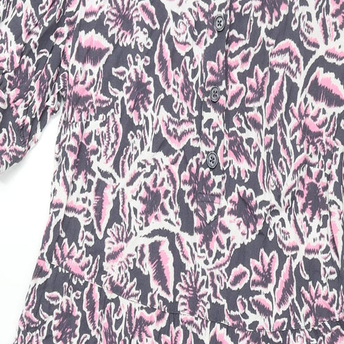 Marks and Womens Multicoloured Geometric Viscose Shift Size 6 Round Neck Button