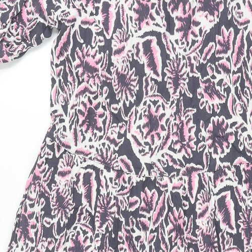 Marks and Womens Multicoloured Geometric Viscose Shift Size 6 Round Neck Button
