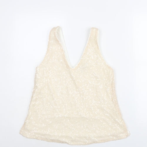 Marks and Spencer Womens Pink Polyester Camisole Blouse Size 8 V-Neck - Sequin