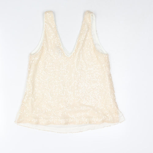 Marks and Spencer Womens Pink Polyester Camisole Blouse Size 8 V-Neck - Sequin