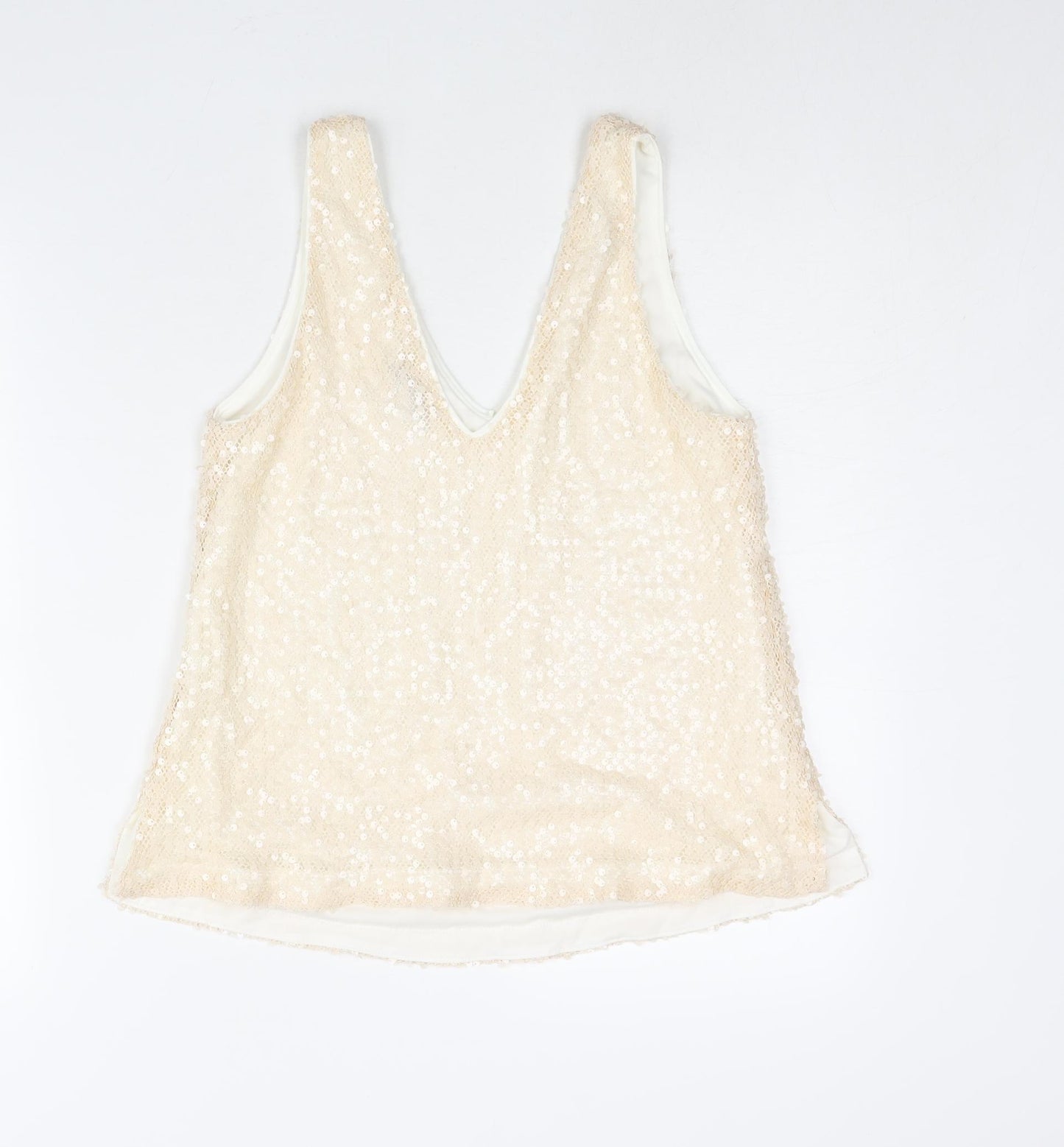 Marks and Spencer Womens Pink Polyester Camisole Blouse Size 8 V-Neck - Sequin