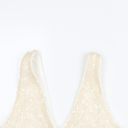 Marks and Spencer Womens Pink Polyester Camisole Blouse Size 8 V-Neck - Sequin