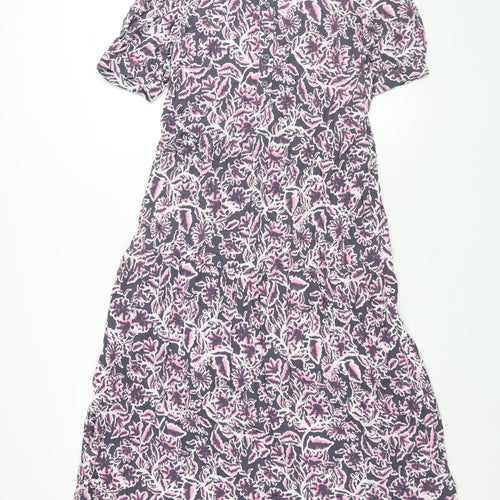 Marks and Spencer Womens Multicoloured Geometric Viscose Shift Size 8 Round Neck Button