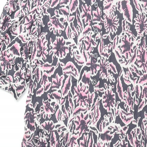 Marks and Spencer Womens Multicoloured Geometric Viscose Shift Size 8 Round Neck Button