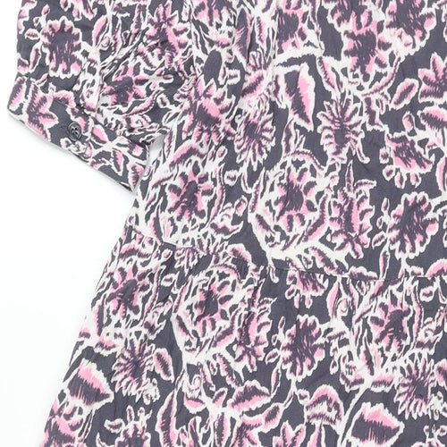 Marks and Spencer Womens Multicoloured Geometric Viscose Shift Size 8 Round Neck Button