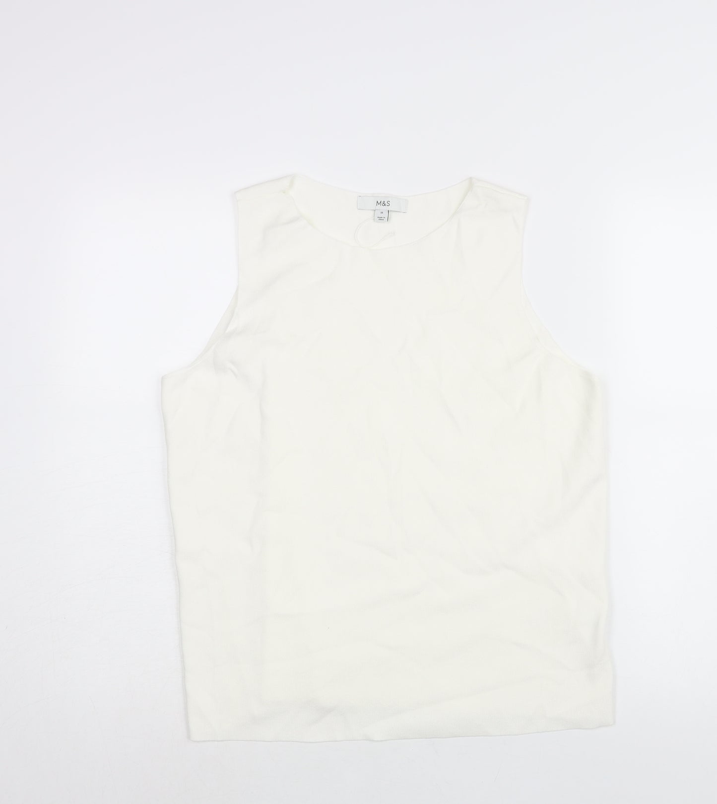 Marks an]d Womens Ivory Round Neck Acrylic Vest Jumper Size 18