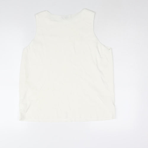 Marks an]d Womens Ivory Round Neck Acrylic Vest Jumper Size 18
