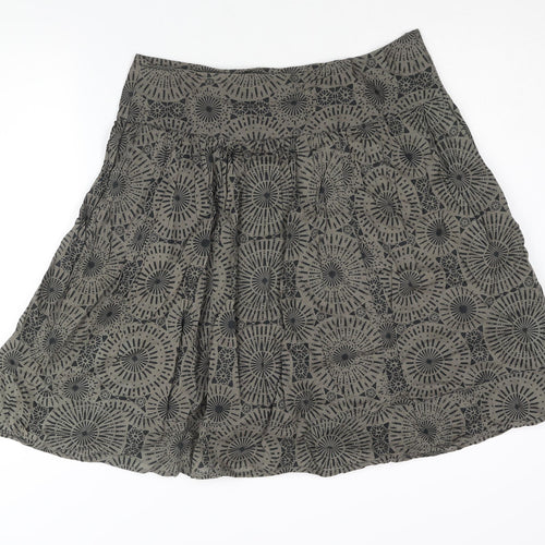 Marks and Spencer Womens Brown Cotton A-Line Skirt Size 14 Zip