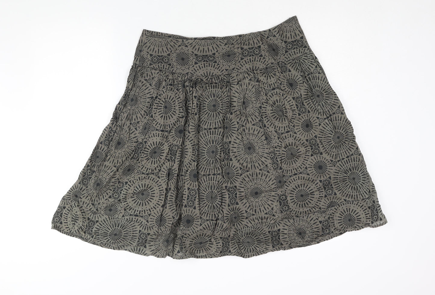 Marks and Spencer Womens Brown Cotton A-Line Skirt Size 14 Zip