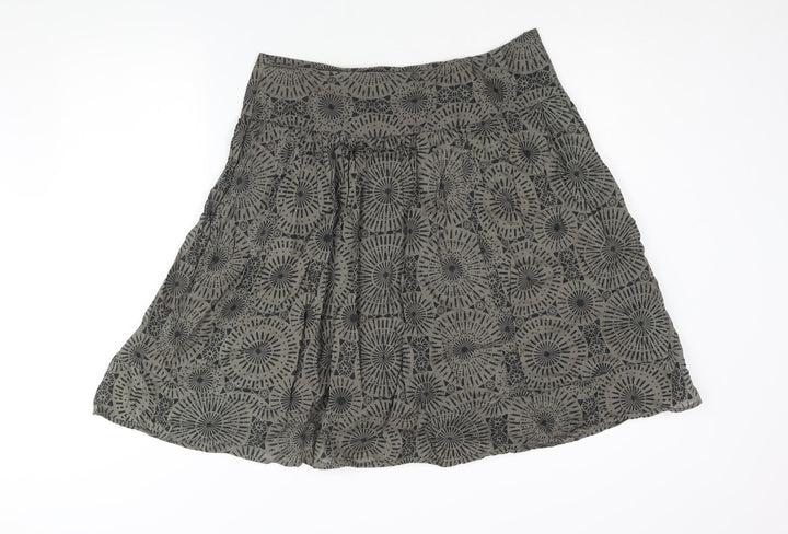 Marks and Spencer Womens Brown Cotton A-Line Skirt Size 14 Zip