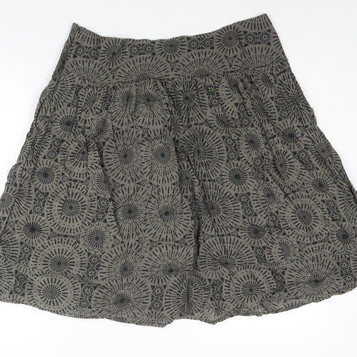Marks and Spencer Womens Brown Cotton A-Line Skirt Size 14 Zip