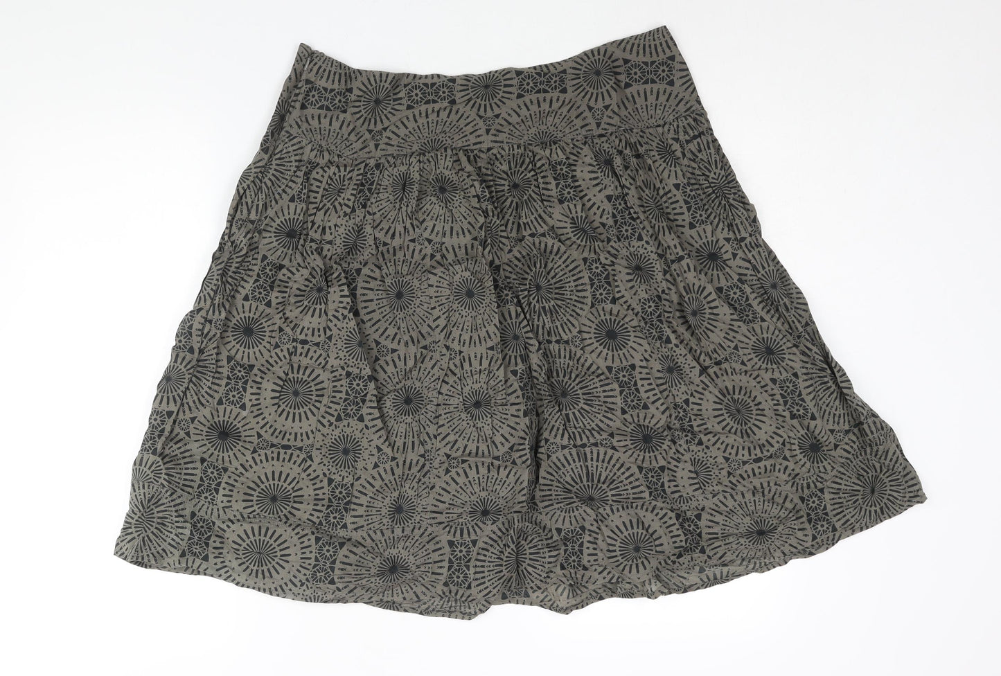 Marks and Spencer Womens Brown Cotton A-Line Skirt Size 14 Zip