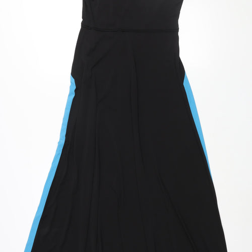 London Times Womens Blue Colourblock Polyester Maxi Size 6 Scoop Neck Pullover