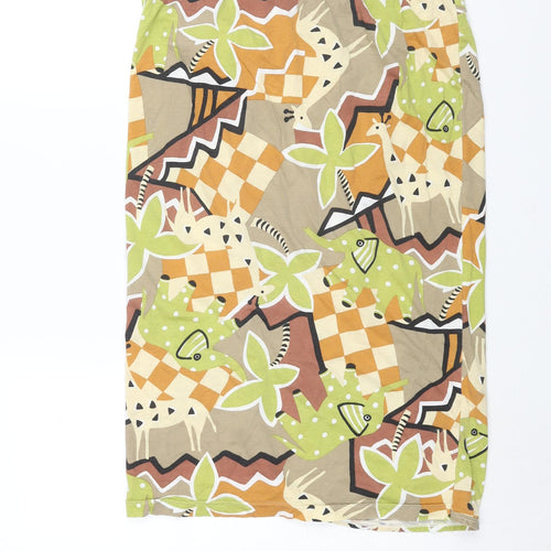 Noto Womens Multicoloured Geometric Cotton Straight & Pencil Skirt Size S - Wrap Style Tie Detail