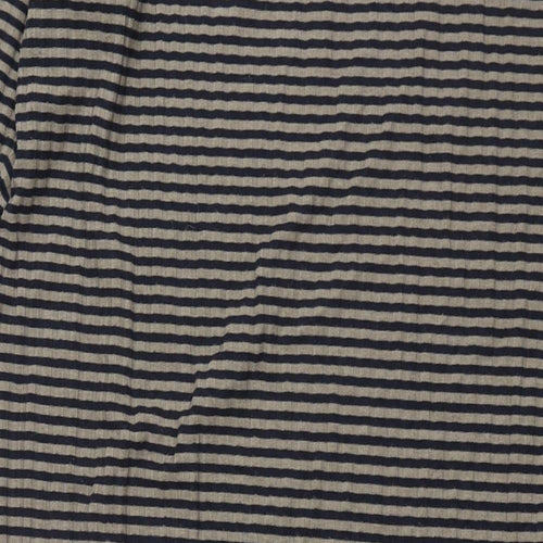 Marks and Spencer Womens Brown Striped Polyester Shift Size 20 Round Neck Pullover