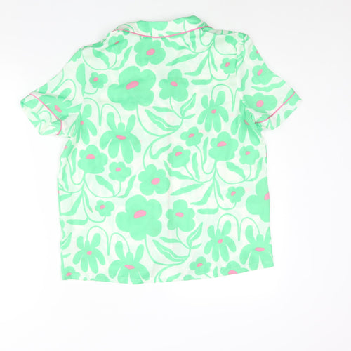 Marks and Spencer Girls Green Floral Polyester Top Pyjama Top Size 12-13 Years Button