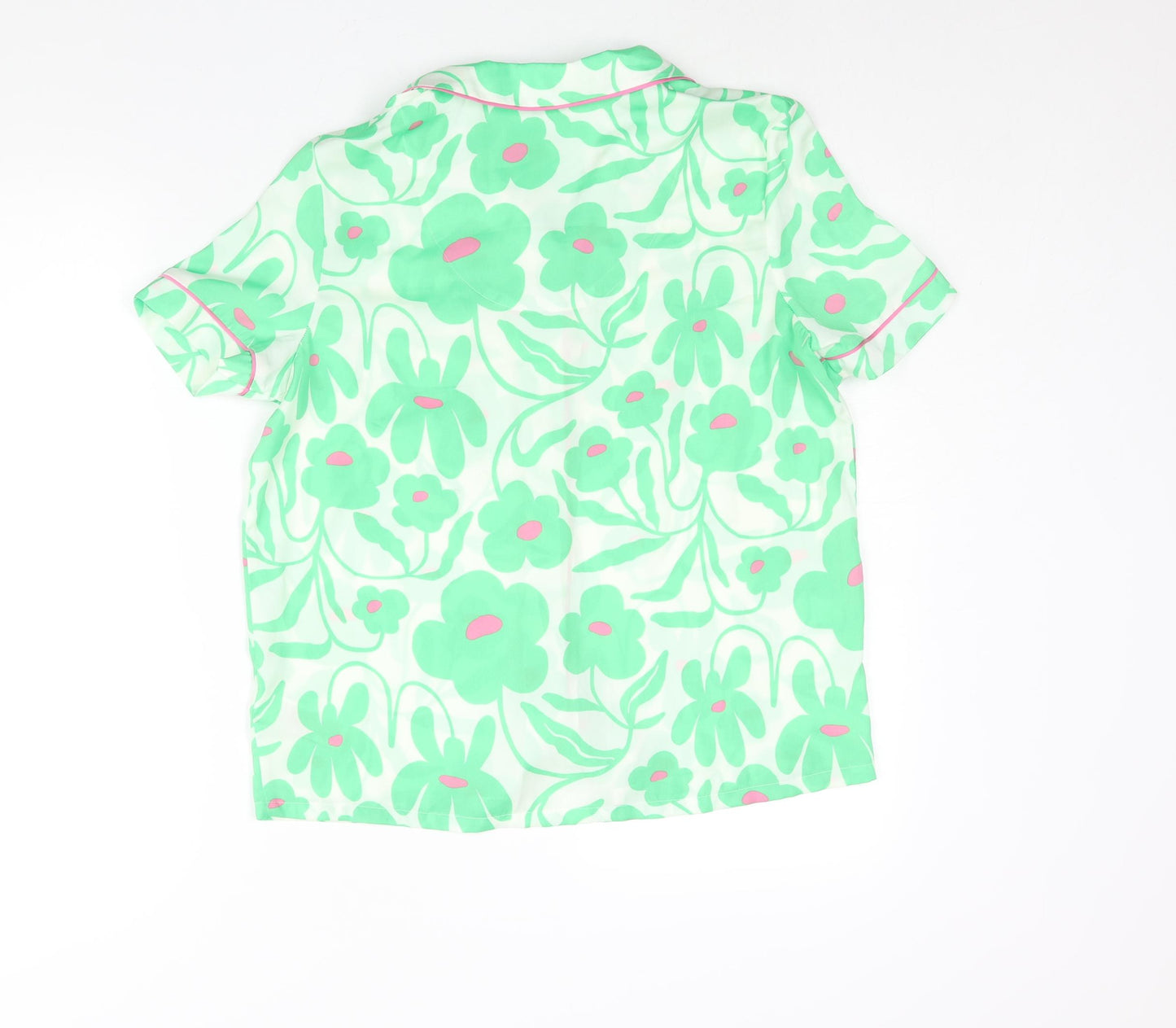 Marks and Spencer Girls Green Floral Polyester Top Pyjama Top Size 12-13 Years Button