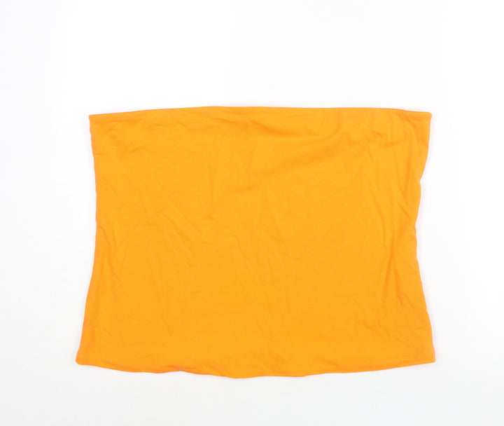 Marks and Spencer Womens Orange Cotton Basic Blouse Size XL Square Neck - Bandeau