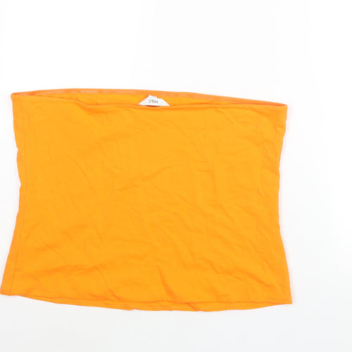 Marks and Spencer Womens Orange Cotton Basic Blouse Size XL Square Neck - Bandeau